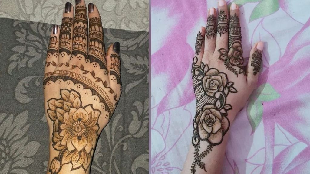 Rose Mehndi Design Back Hand Simple