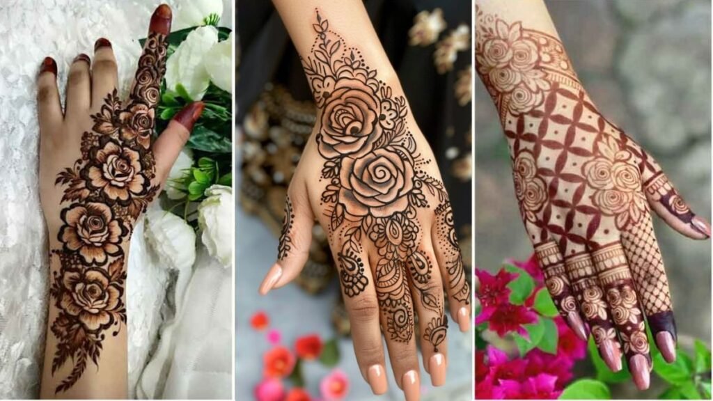 Rose Mehndi Design Back Hand Simple