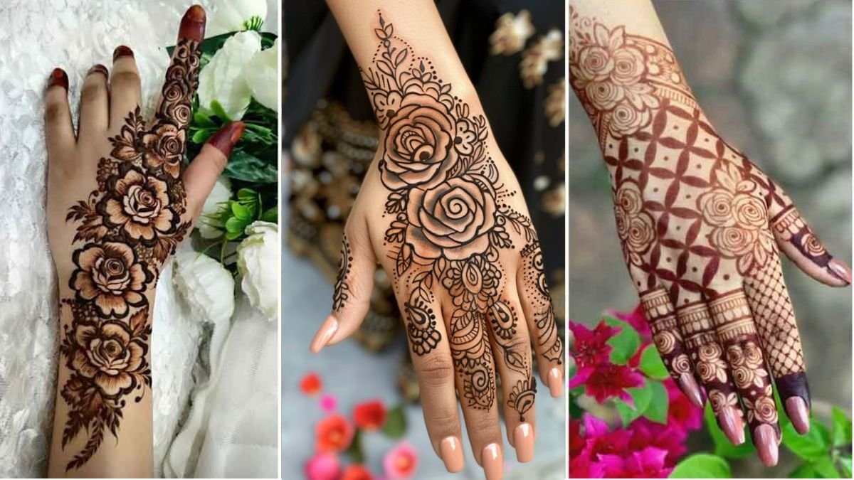 Rose Mehndi Design Back Hand Simple